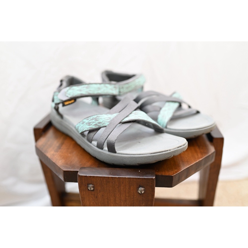 Teva Sandborn Sandals Womens Gray Mint Strappy Flat Outdoor Shoes Size 10
